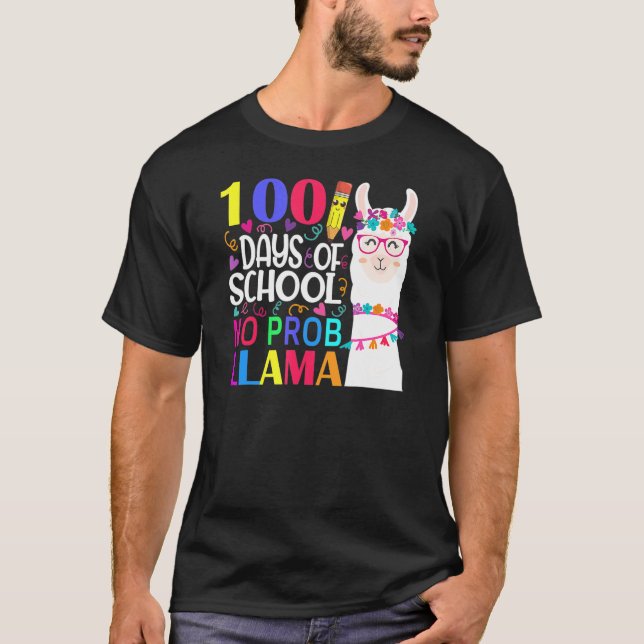Camiseta 100 Days Of School No Prob Llama Llama Teacher And (Anverso)