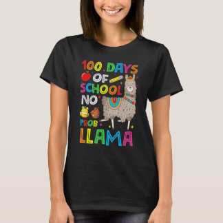 Camiseta 100 Days Of School No Prob-llama Llama Teacher And