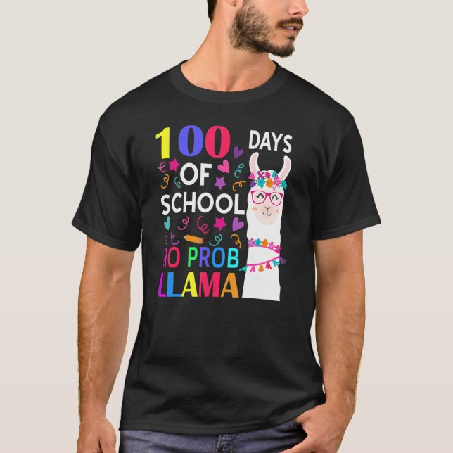Camiseta 100 Days Of School No Prob Llama Llama Teacher Stu (Anverso)