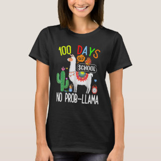 Camiseta 100 Days Of School No Prob Llama Student Teacher 1