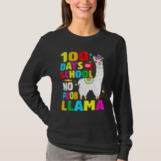 Camiseta 100 Days Of School No Problem Llama Girl 100th Day