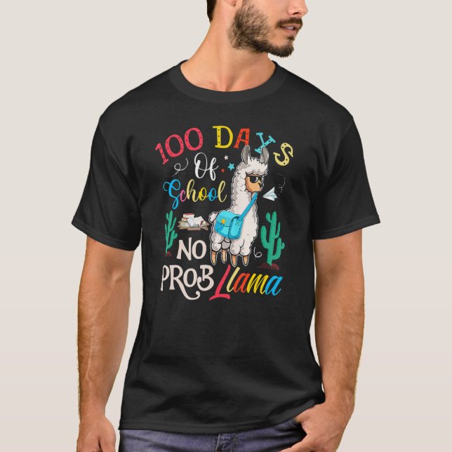 Camiseta 100 Days Of School No Probllama Llama 100th Day_1 (Anverso)
