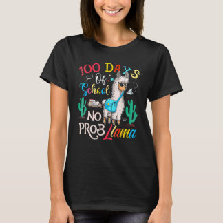 Camiseta 100 Days Of School No Probllama Llama 100th Day_5