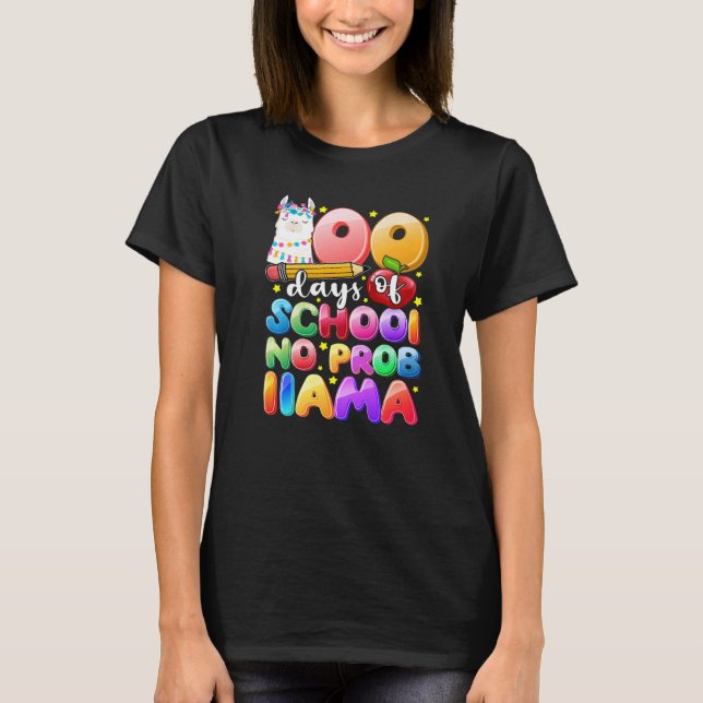 Camiseta 100 Days of School No Probllama Llama Gift Kids Gi (Anverso)