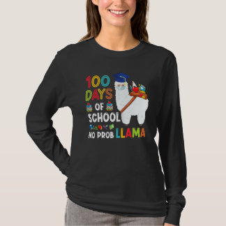 Camiseta 100 Days Of School No Probllama Llama Happy 100th 