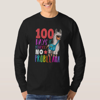 Camiseta 100 Days of School No Probllama Llama Happy 100th 