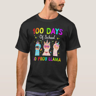 Camiseta 100 Days Of School No Probllama Llama Happy 100th 