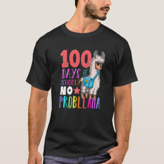 Camiseta 100 Days of School No Probllama Llama Happy 100th 