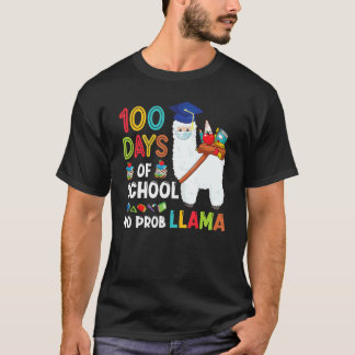 Camiseta 100 Days Of School No Probllama Llama Happy 100th 