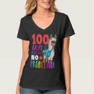 Camiseta 100 Days Of School No Probllama Llama Happy 100th 