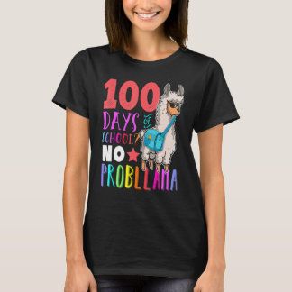 Camiseta 100 Days Of School No Probllama Llama Happy 100th 