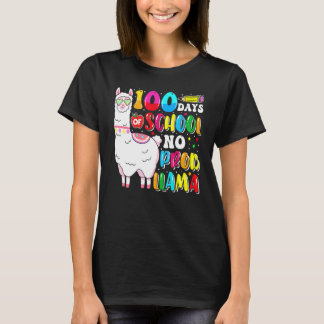 Camiseta 100 Days Of School No Probllama Llama Lover Happy 
