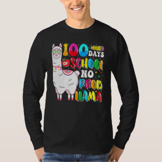 Camiseta 100 Days Of School No Probllama Llama Lover Happy 