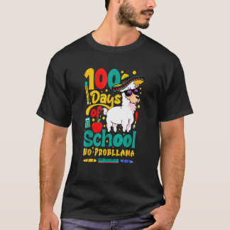 Camiseta 100 Days Of School No Probllama Llama Teachers Stu