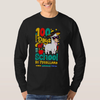 Camiseta 100 Days Of School No Probllama Llama Teachers Stu
