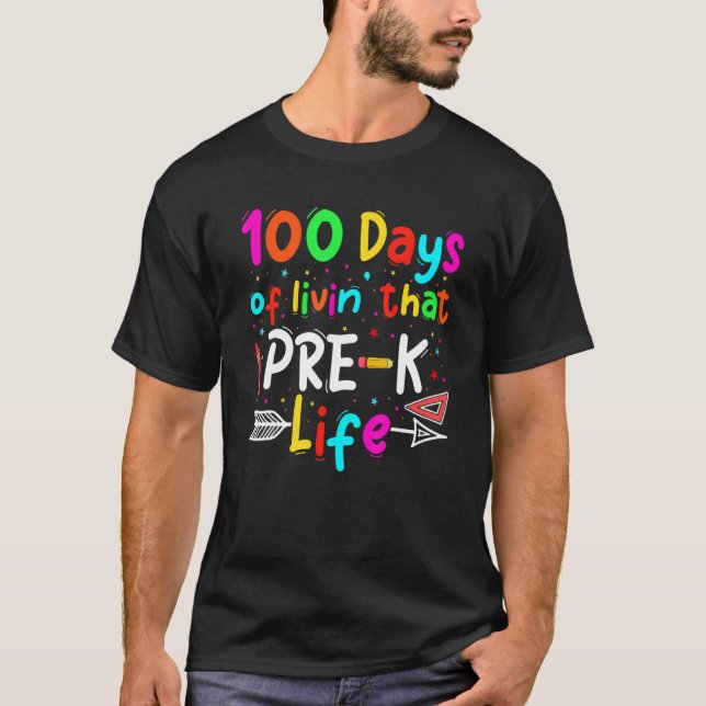 Camiseta 100 Days Of School Pre K Life Teachers Boy Girls K (Anverso)