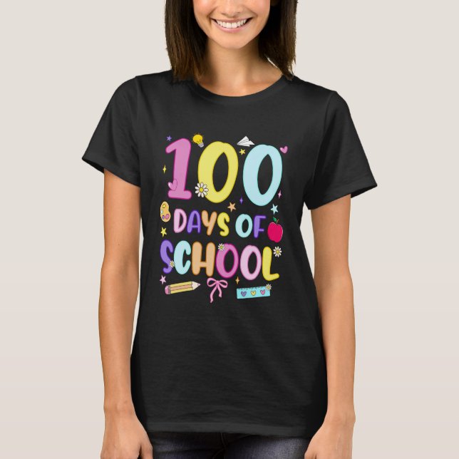 Camiseta 100 Days of School Preppy 100th Day of School Girl (Anverso)