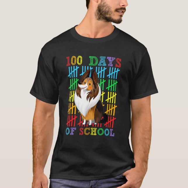 Camiseta 100 Days of School Shetland Sheepdog Lover 100th D (Anverso)