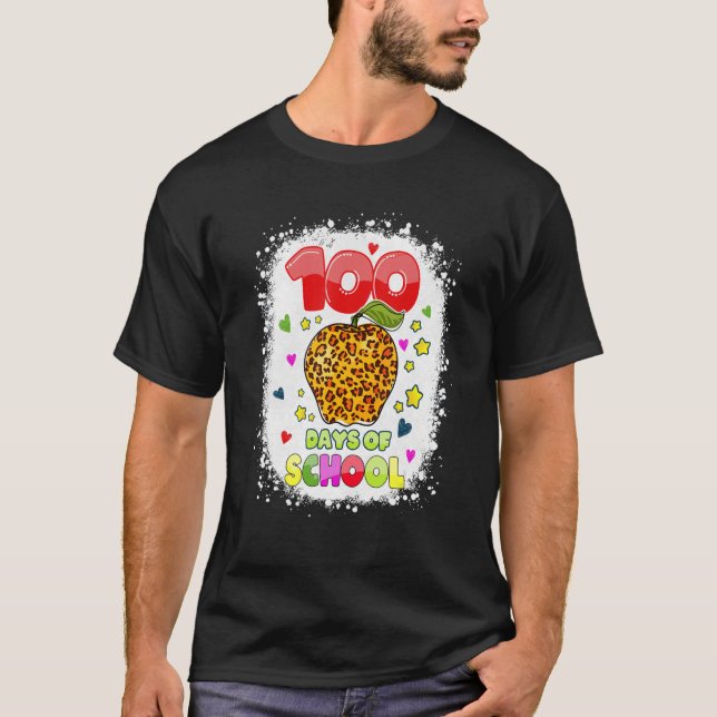 Camiseta 100 Days Of School Shirt For Teachers Kids Leopard (Anverso)