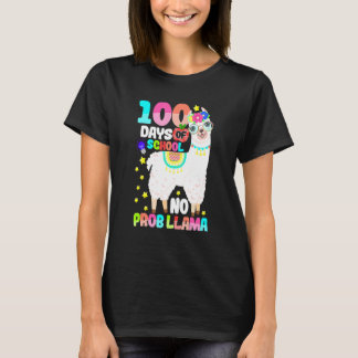 Camiseta 100 Days Of School Shirt No Probllama Llama 100 Da