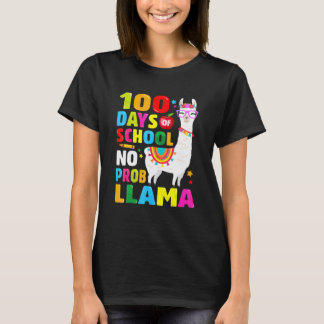 Camiseta 100 Days of School Shirt No Probllama Llama 100th