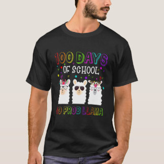 Camiseta 100 Days of School Shirt No Probllama Llama 100th 