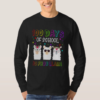 Camiseta 100 Days of School Shirt No Probllama Llama 100th 