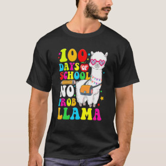 Camiseta 100 Days Of School Shirt No Probllama Llama 100th 