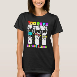 Camiseta 100 Days Of School Shirt No Probllama Llama 100th 