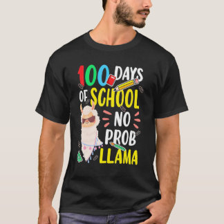 Camiseta 100 Days of School Shirt No Probllama Llama 100th 
