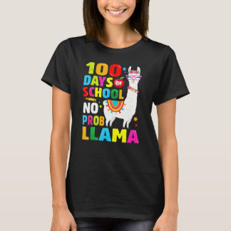 Camiseta 100 Days Of School Shirt No Probllama Llama 100th 