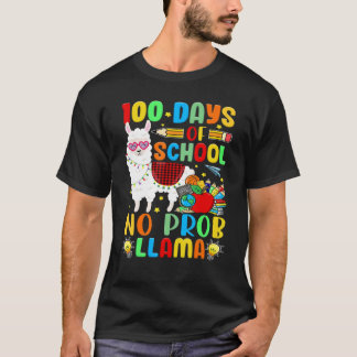 Camiseta 100 Days of School Shirt No Probllama Llama Plaid 