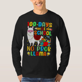 Camiseta 100 Days of School Shirt No Probllama Llama Plaid 