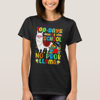 Camiseta 100 Days of School Shirt No Probllama Llama Plaid 