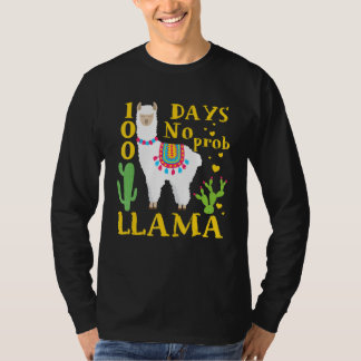 Camiseta 100 Days Of School Shirt No Probllama Llama Teache