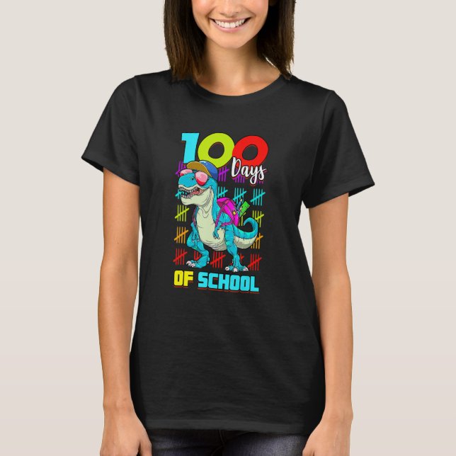 Camiseta 100 Days Of School Shirt T Rex 100 Days Smarter 10 (Anverso)