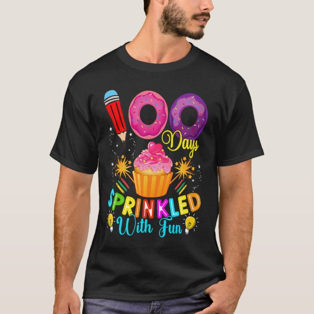 Camiseta 100 Days Of School Sprinkled With Fun Cute Cupcake (Anverso)