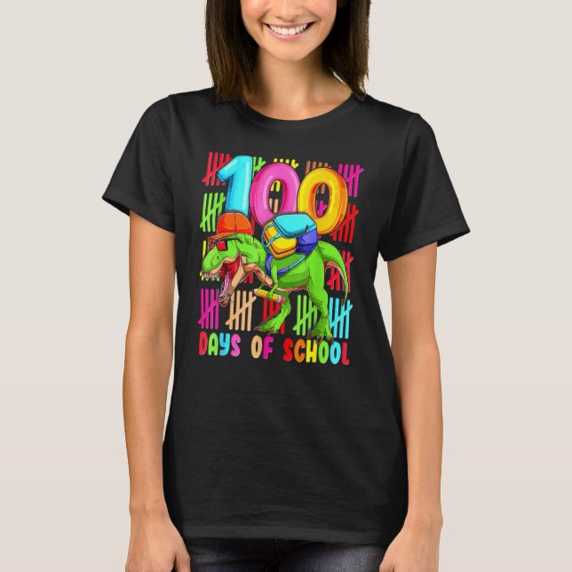 Camiseta 100 Days Of School T REX 100th Day Dinosaur Gift K (Anverso)
