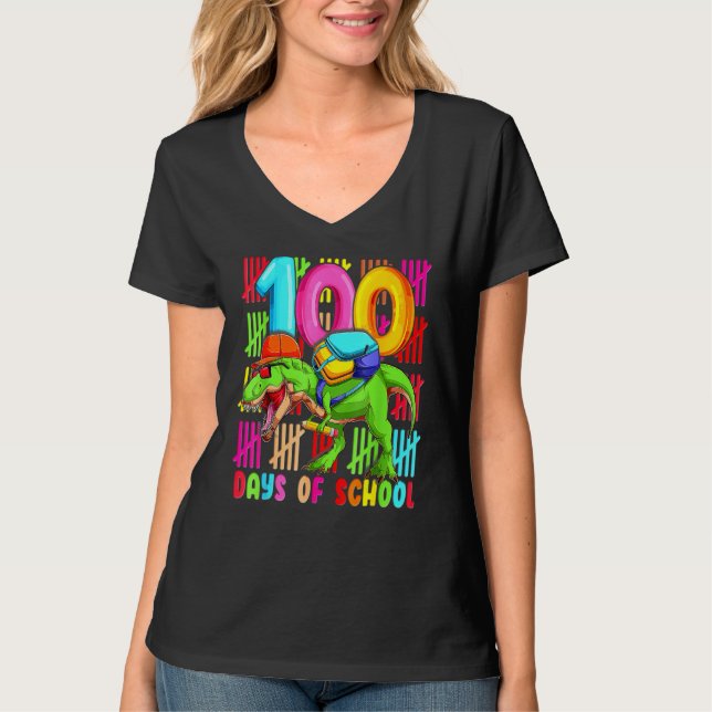 Camiseta 100 Days Of School T REX 100th Day Dinosaur Gift K (Anverso)