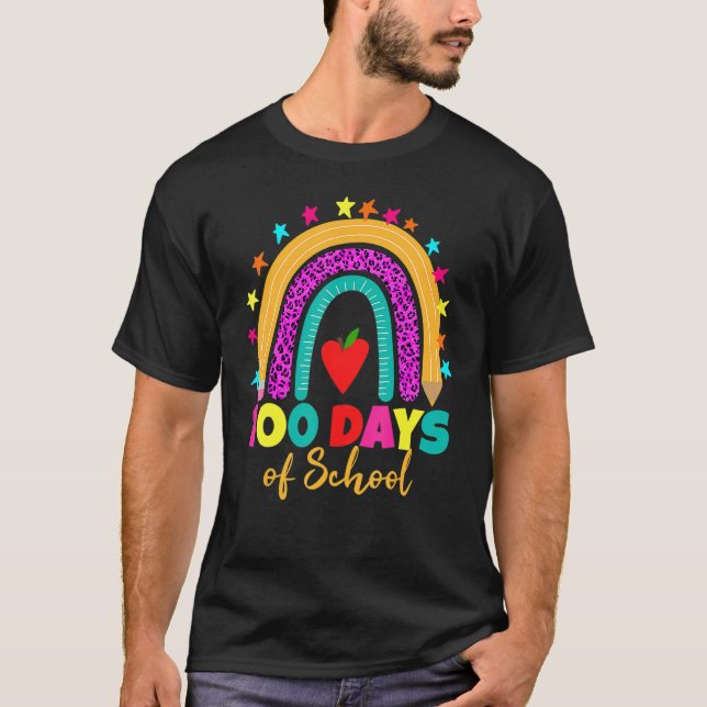 Camiseta 100 Days Of School Teacher 100 Days Smarter Rainbo (Anverso)