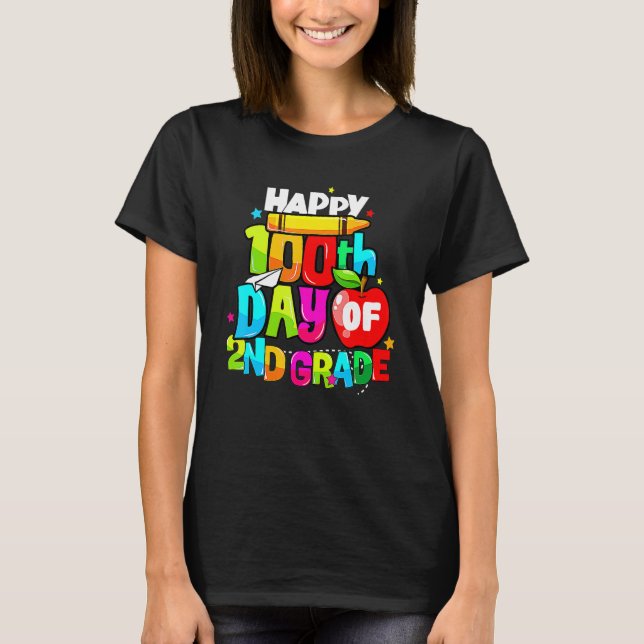 Camiseta 100 Days Of School Teacher 100th Day Of 2nd Grade (Anverso)