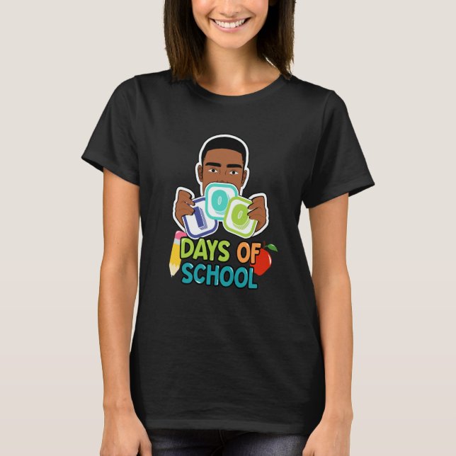 Camiseta 100 Days Of School Teacher African American Black  (Anverso)