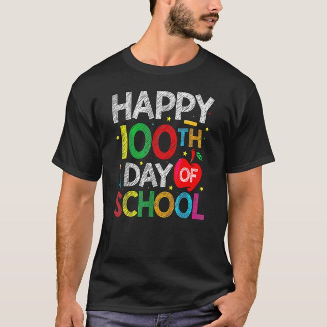 Camiseta 100 Days Of School Teacher And Kids Happy 100th Da (Anverso)