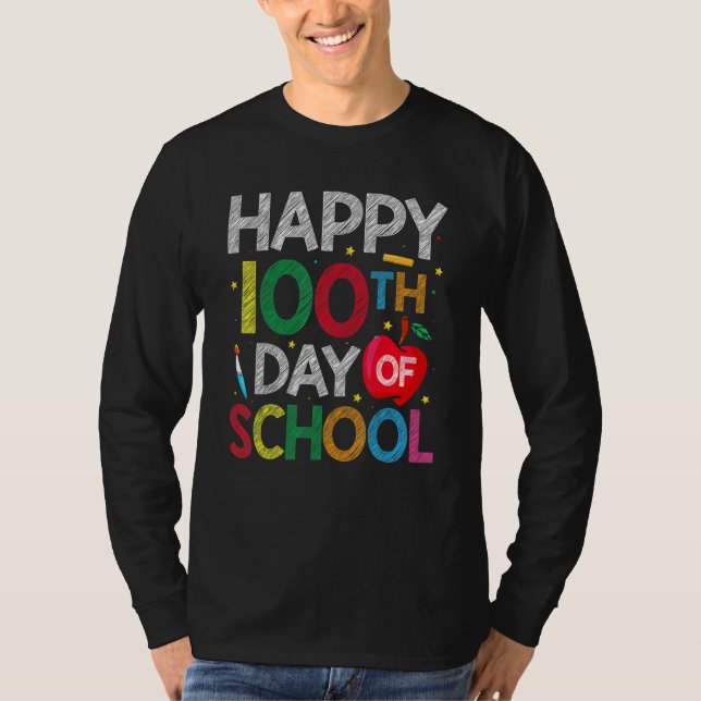 Camiseta 100 Days Of School Teacher and Kids Happy 100th Da (Anverso)