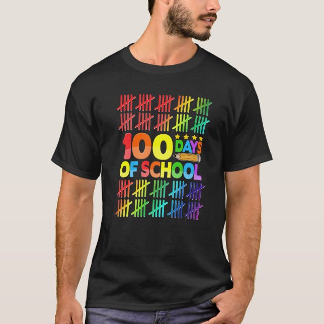 Camiseta 100 Days Of School Teacher Kids Happy 100th Day Of (Anverso)