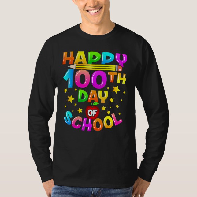 Camiseta 100 Days Of School Teacher Student Happy 100th Day (Anverso)