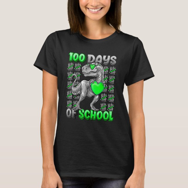 Camiseta 100 Days Of School Trex 100 Days Smarter 100th Day (Anverso)