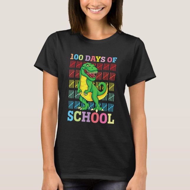 Camiseta 100 Days Of School Trex 100 Days Smarter 100th Day (Anverso)