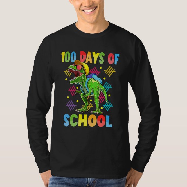 Camiseta 100 Days Of School Trex 100 Days Smarter 100th Day (Anverso)
