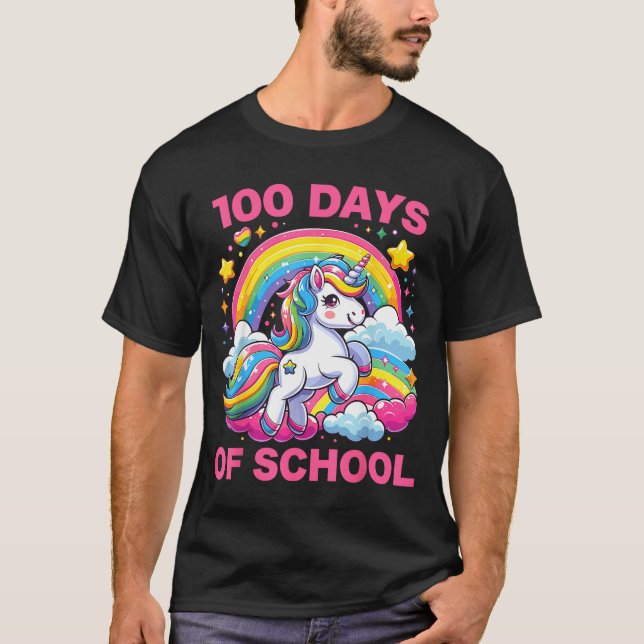 Camiseta 100 Days Of School Unicorn Girls Teacher 100th Day (Anverso)